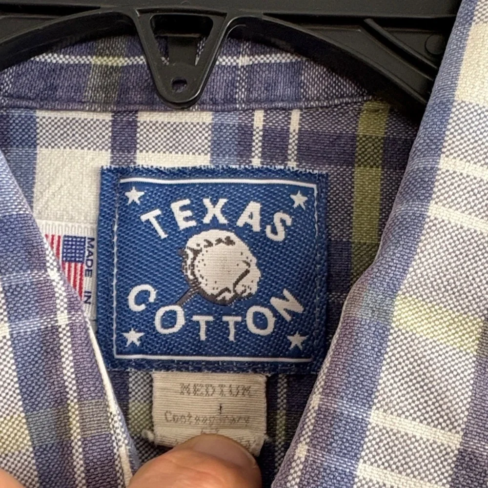 Vintage Texas Cotton Blue‎ and White Plaid Casual Shirt